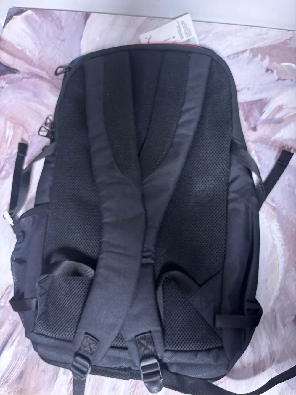 BMW Black Backpack with White Zipper Accent